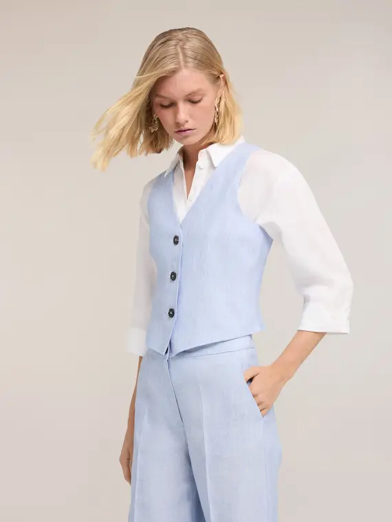 Motivi Gilet sartoriale in lino Donna, Azzurro