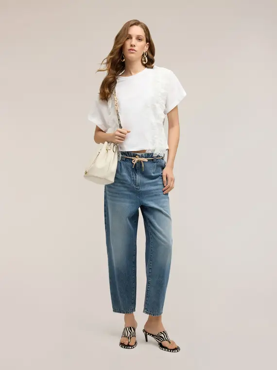 Motivi Jeans boyfriend con coulisse Donna, Ottanio
