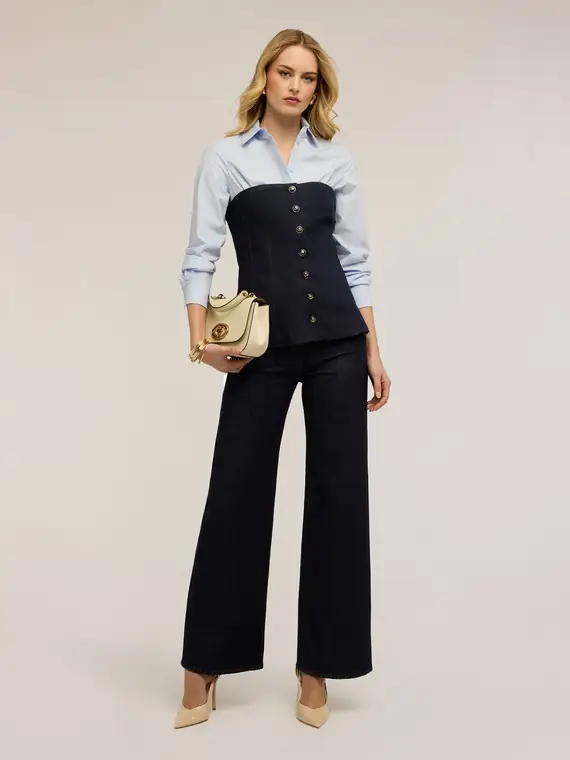 Motivi Jeans palazzo con bottoni decorativi Donna, Blu