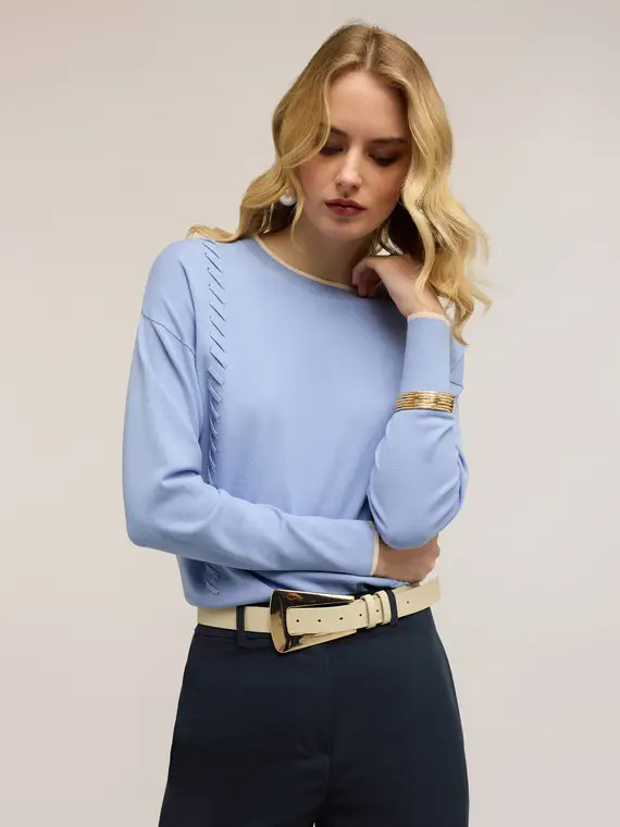 Motivi Maglia con impunture decorative Donna, Azzurro