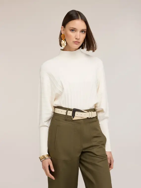 Motivi Maglia over a costa piatta Donna, Bianco