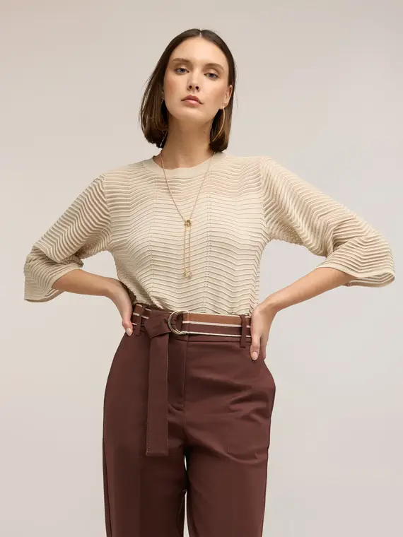 Motivi Maglia traforata in misto viscosa Donna, Bianco