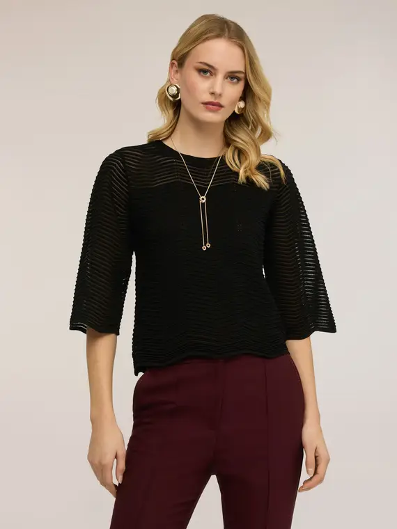 Motivi Maglia traforata in misto viscosa Donna, Nero