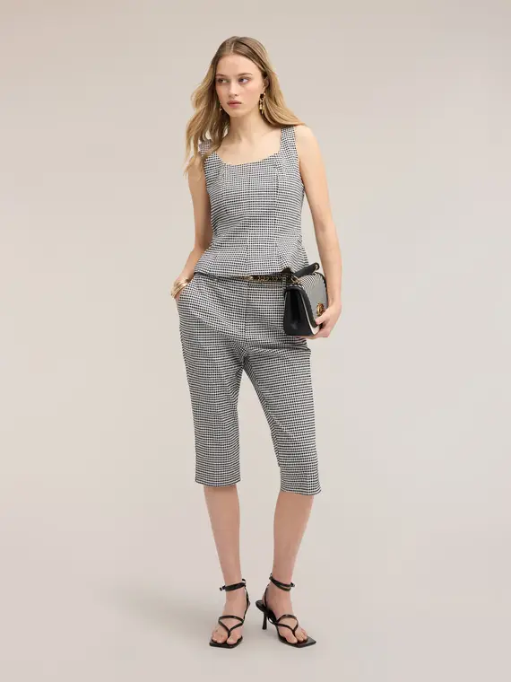 Motivi Pantaloni capri fantasia vichy Donna, Nero