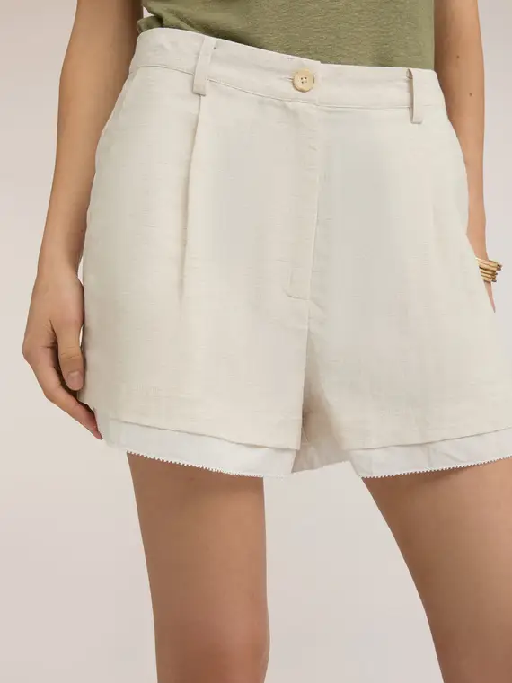 Motivi Pantaloni cropped in misto lino Donna, Bianco