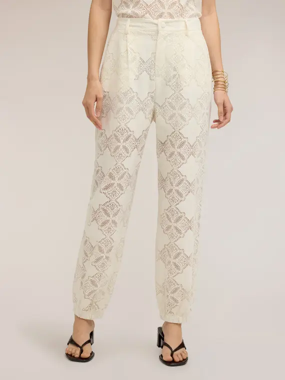 Motivi Pantaloni jogging in pizzo Donna, Bianco