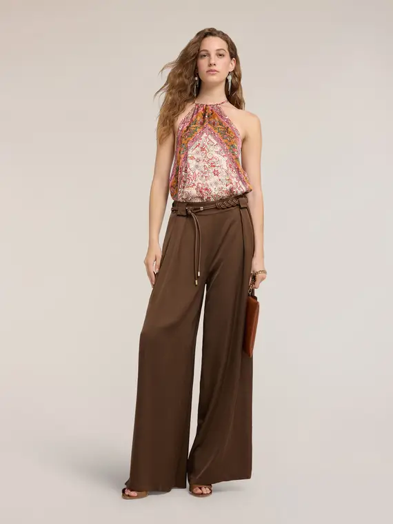 Motivi Pantaloni palazzo in raso con pieghe Donna