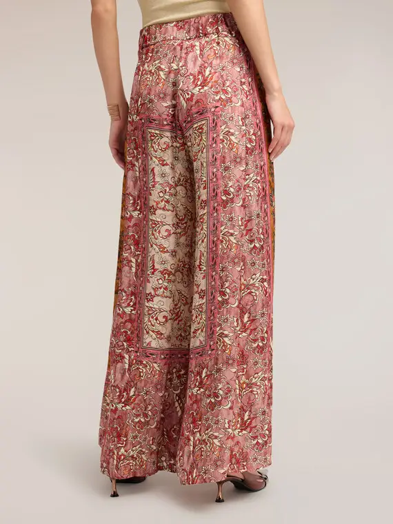 Motivi Pantaloni palazzo in raso con stampa Donna