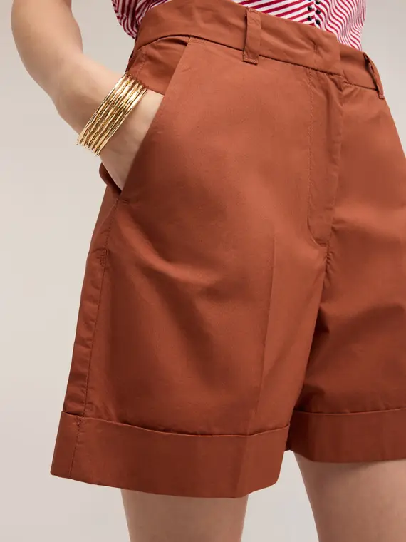 Motivi Shorts a vita alta in cotone Donna, Marrone