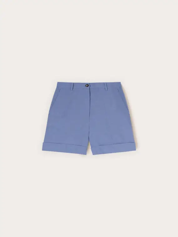 Motivi Shorts in misto lino con risvolto Donna, Blu