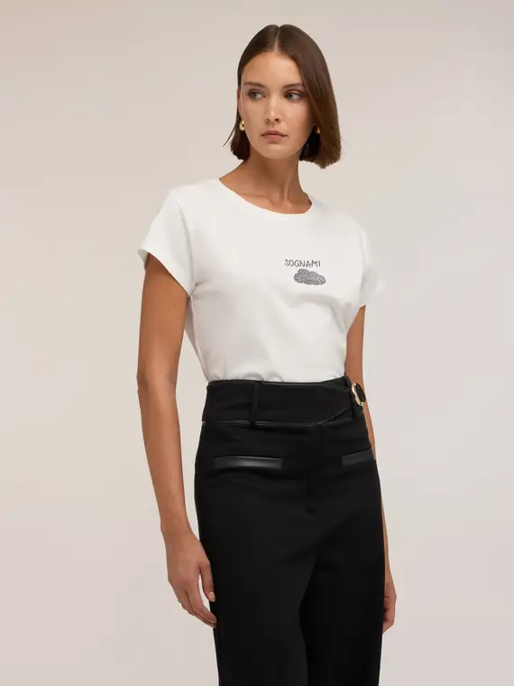 Motivi T-shirt con scritta e applicazioni in strass Donna, Bianco