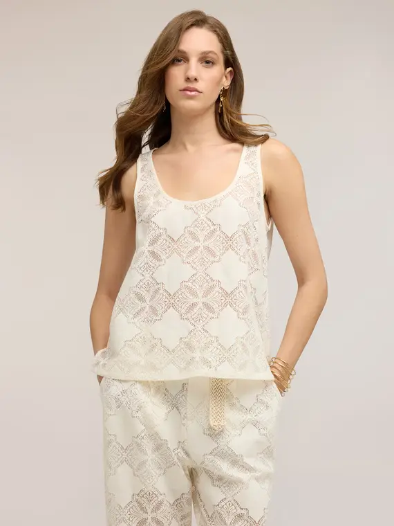 Motivi Top in pizzo Donna, Bianco