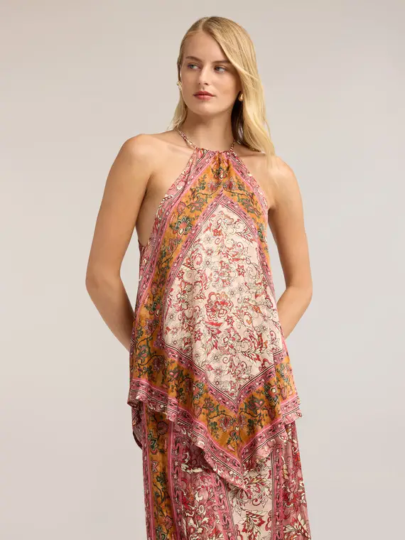 Motivi Top in raso con stampa paisley Donna