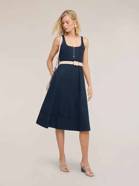 Motivi Vestito flare in popeline con ajouré Donna, Blu