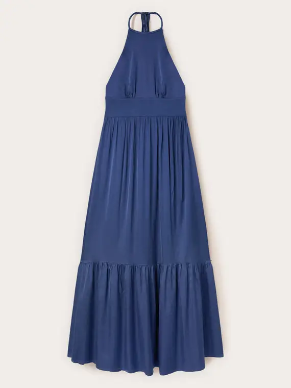 Motivi Vestito lungo in raso con balza Donna