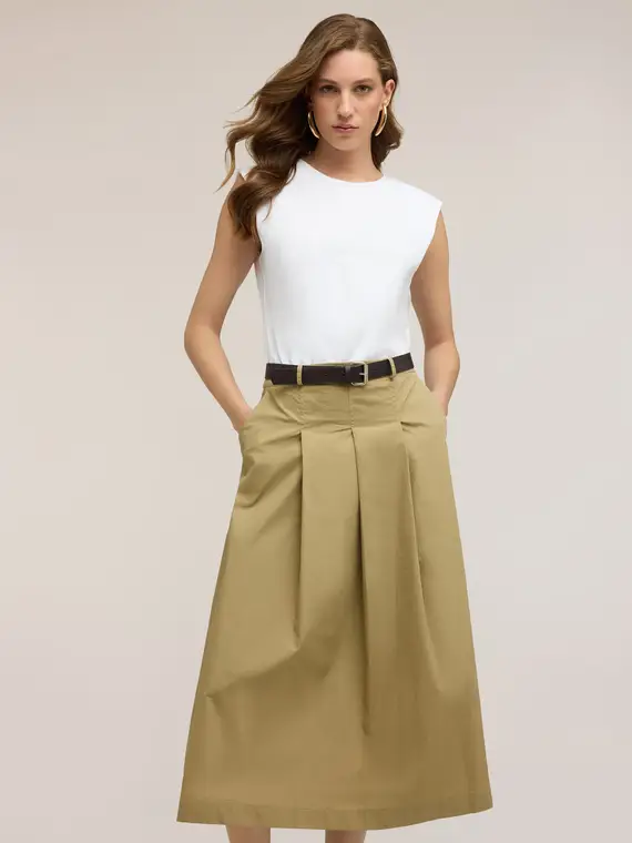 Motivi Vestito midi con cintura e gonna in popeline Donna