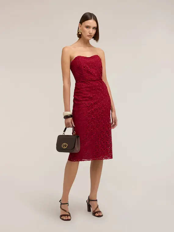Motivi Vestito tubino in pizzo macramé Donna, Bordeaux