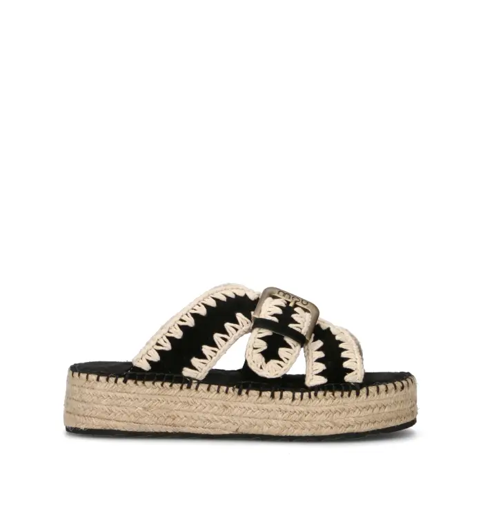 MOU Ciabatta donna nera in suede Vario
