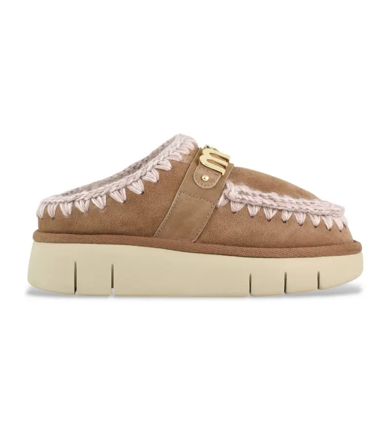 Mou per donna. MU.FW531001A Bounce clog suede - letter logo, Pelle, Marrone, 3 a 5cm, Nessuno, Casual