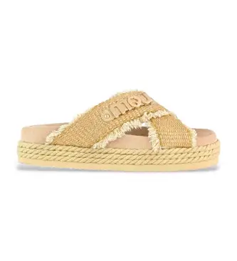 Mou per donna MU SW451009K Sandali in rafia beige, 1 a 3 cm, Nessuno, Casual