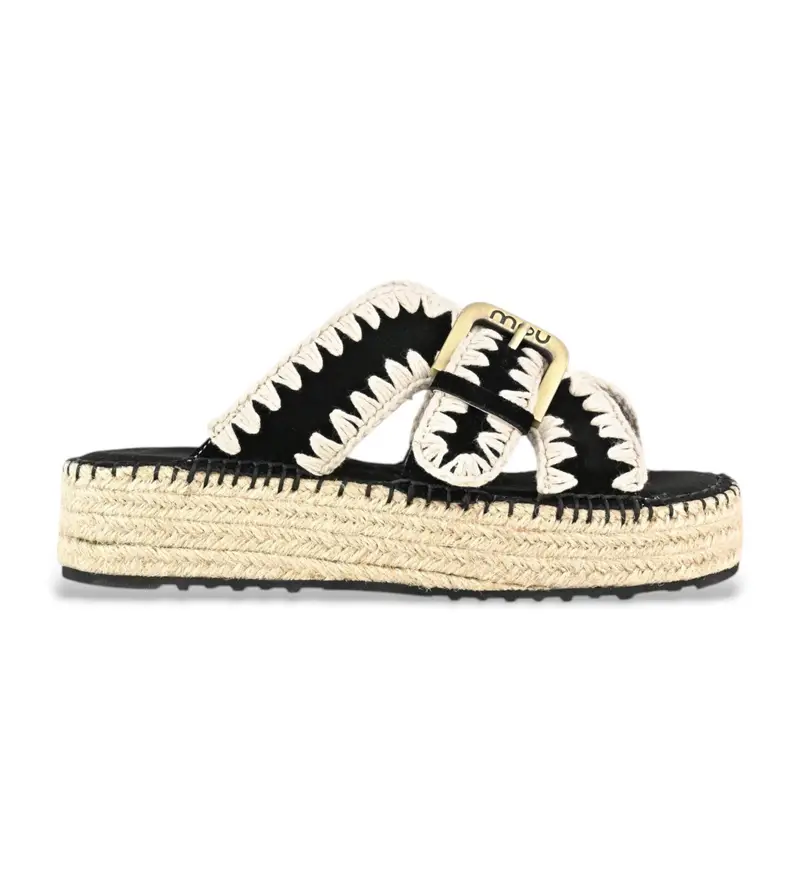 Mou per donna MU SW641003A Sandali in juta nera, Nero, 3 a 5cm, Nessuno, Casual Pelle