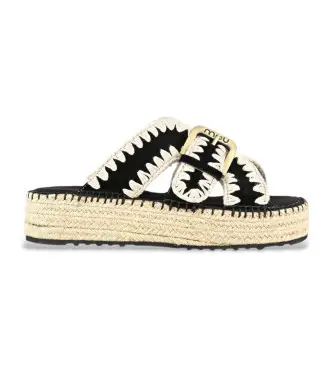 per donna MU SW641003A Sandali in juta nera (41), Nero, 3 a 5cm, Nessuno, Casual Pelle