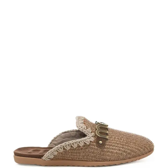 scarpe da donna open heel ballerina in tessuto intrecciato natural