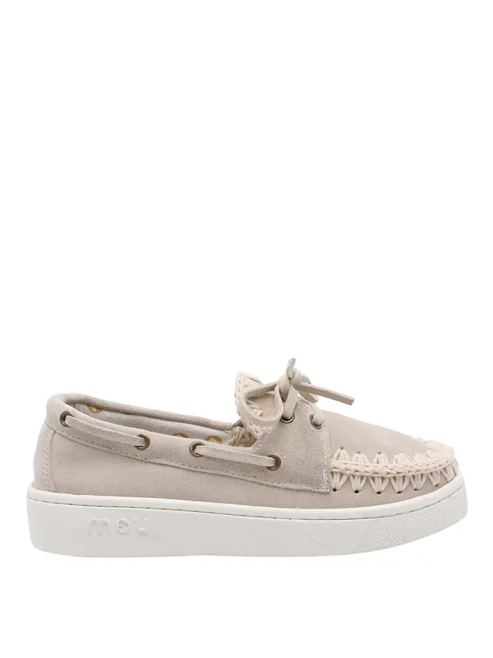 Sneakers estive in pelle scamosciata Beige