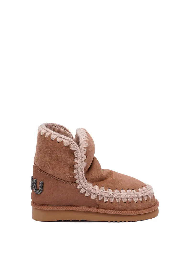Mou Stivaletti Eskimo con logo glitter Marrone Chiaro