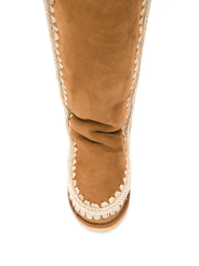 MOU Stivali cognac punta rotonda con patch logo miniatura 4