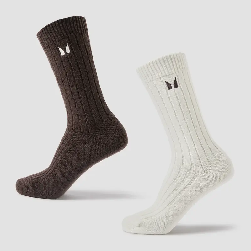 Calzini a filato spesso MP Lifestyle (confezione da 2) - Crema chiaro / Cioccolato Grigio