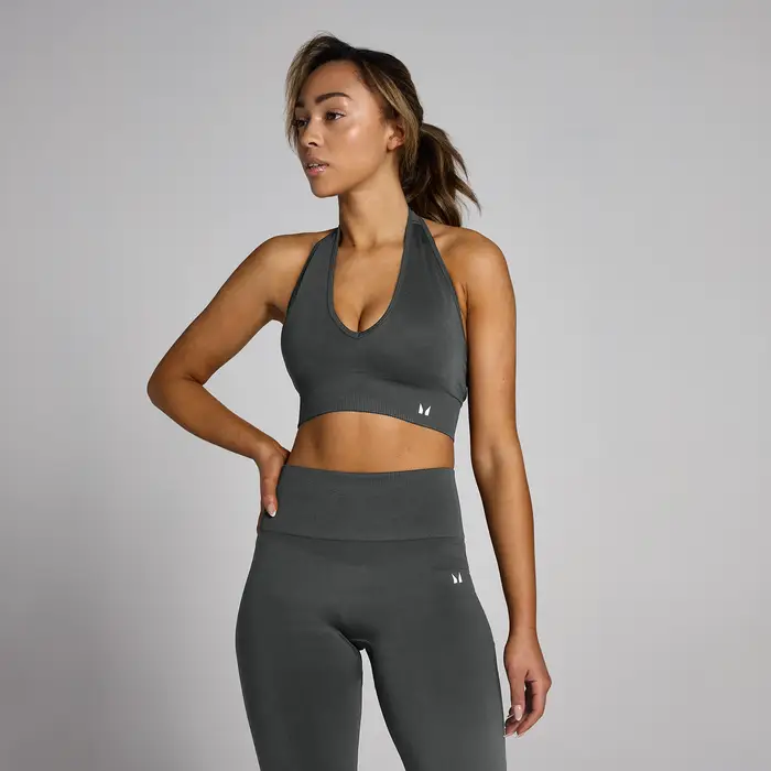 MP Reggiseno sportivo con scollo all'americana senza cuciture Tempo - Grigio notte