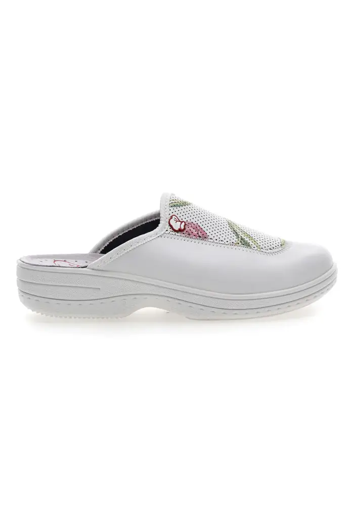Ciabatte professionali bianche con ricamo floreale The Mrs Chef 5533 [BIANCO]