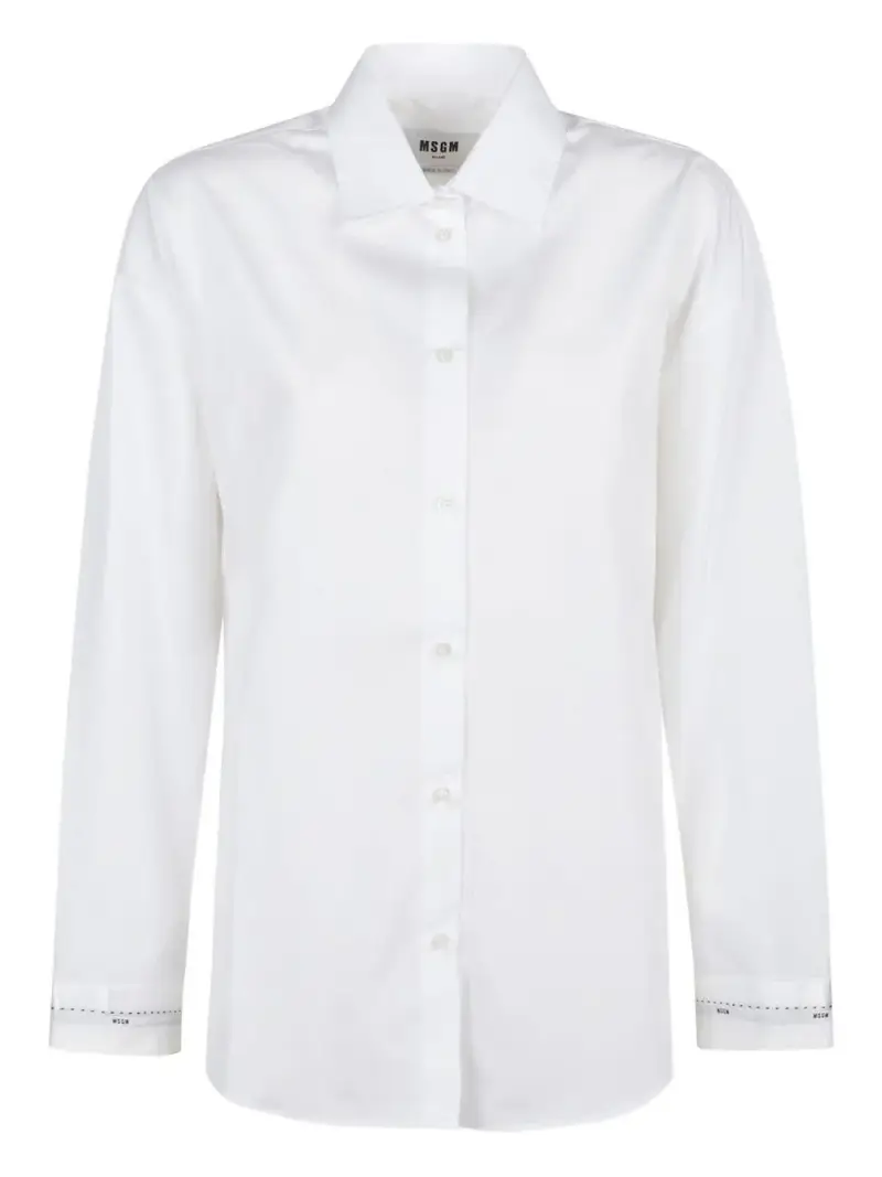 MSGM Camicia bianca con logo sui polsini Bianco