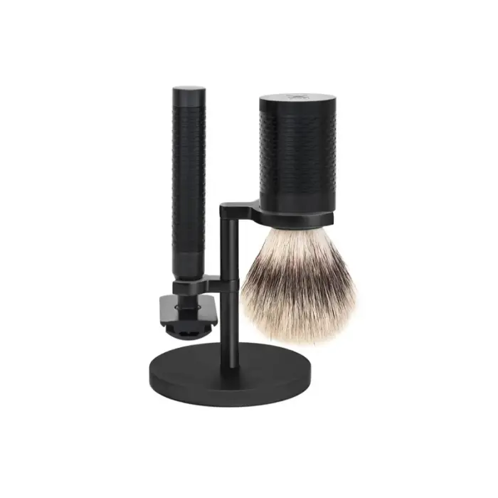 Set da barba di sicurezza in acciaio inossidabile Mühle Rocca (x3) Noir