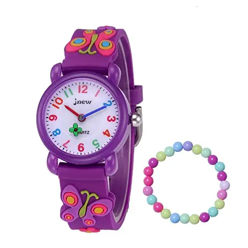 MUXIJIA Orologio Bambina, 3ATM/30M Impermeabile Quarzo Orologio da Polso con 3D Cartone Animato Farfalla Cinturino in