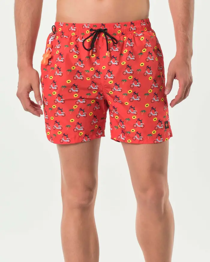 My Stuff Boxer mare arancione con stampa cani in motorino