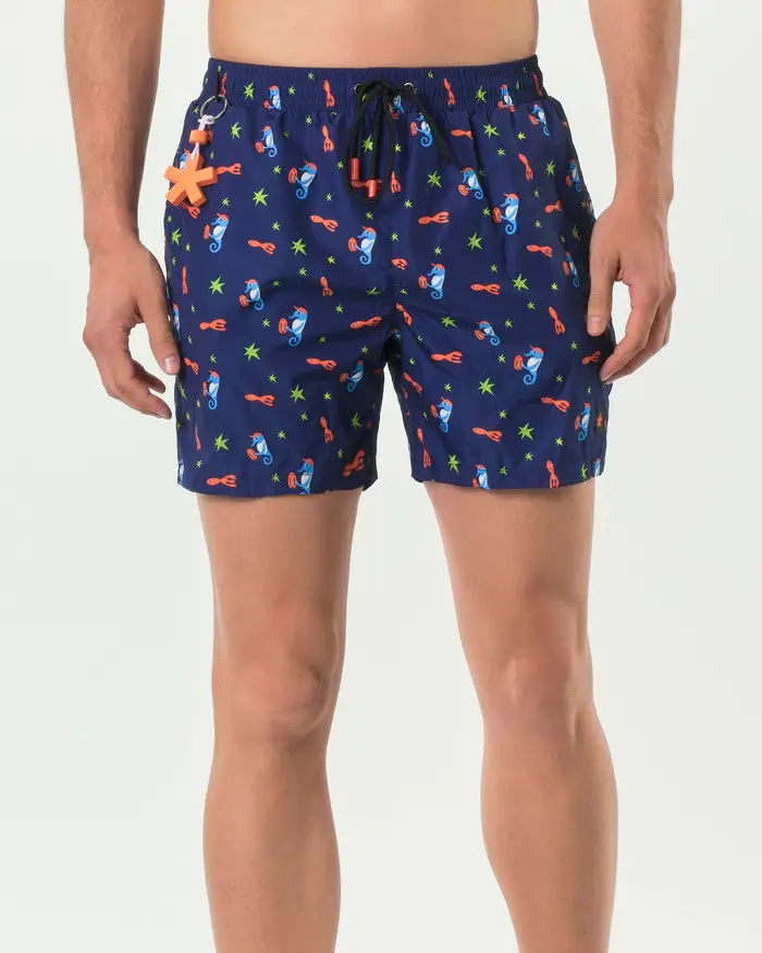 My Stuff Boxer mare blu con stampa cavallucci marini