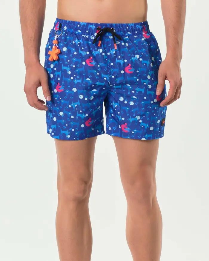 My Stuff Boxer mare blu royal con stampa salvagenti e cani