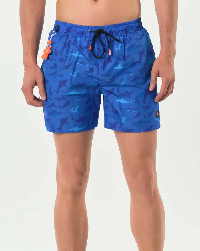 My Stuff Boxer mare blu royal con stampa squali soffusa
