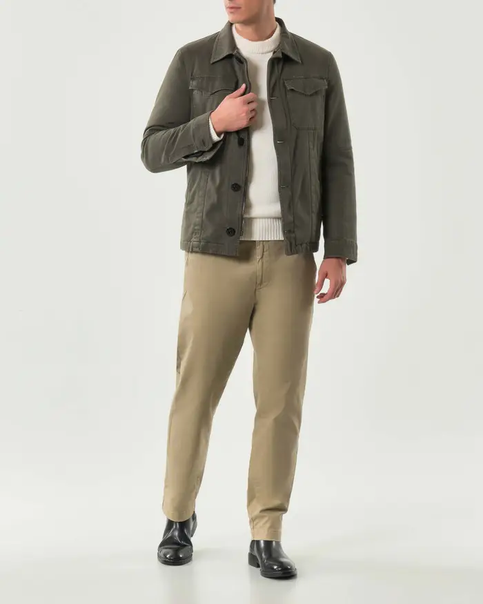 My Stuff Giacca verde militare in cotone stretch