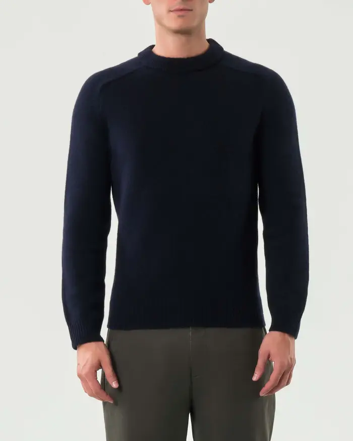 My Stuff Maglia girocollo blu in lana sulla finezza 7