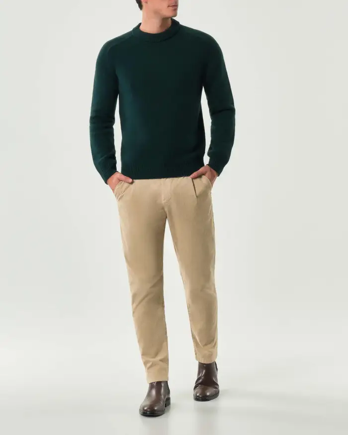 My Stuff Maglia girocollo verde bosco in lana sulla finezza 7