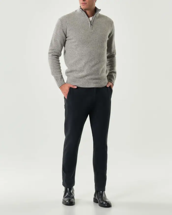 My Stuff Pantalone chino blu regular-fit in caldo tessuto di cotone stretch