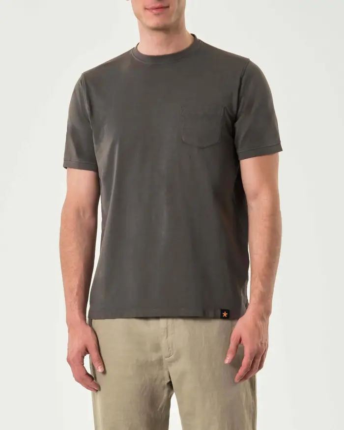 My Stuff T-shirt mezza manica antracite in cotone stretch con taschino