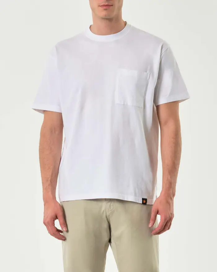My Stuff T-shirt mezza manica bianca in puro cotone con taschino