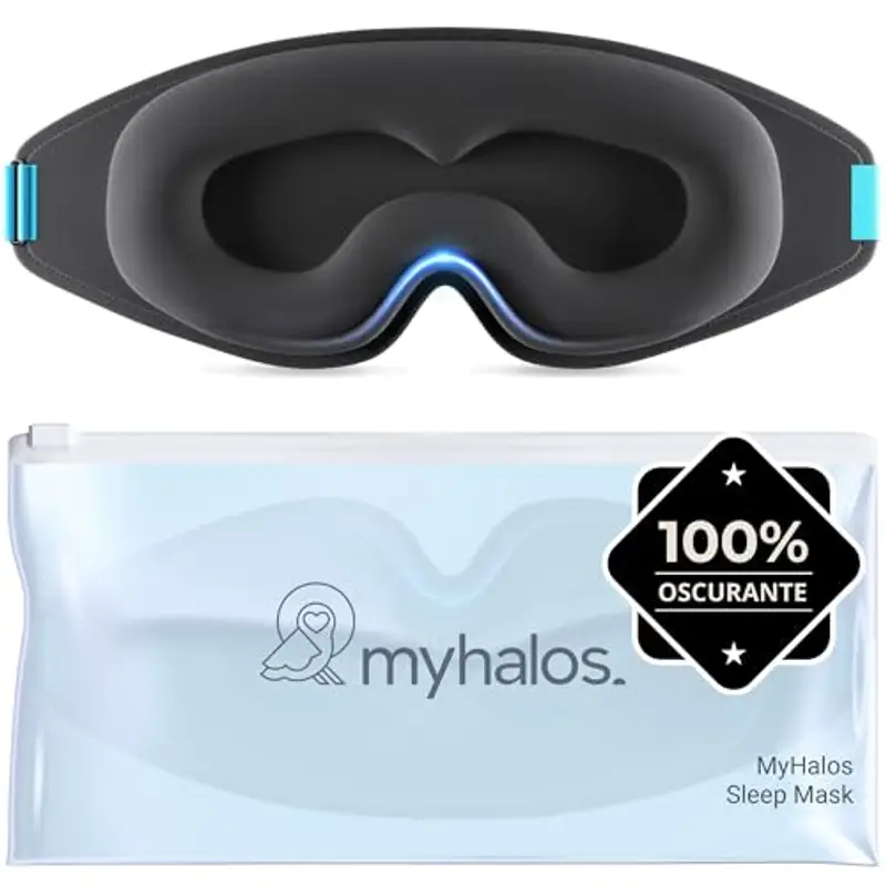 myhalos MyHalos® Mascherina per Dormire Seta – Maschera per Sogni Lucidi e Notte, Copri Occhi e Benda per Dormire Adulti - Sleeping Mask
