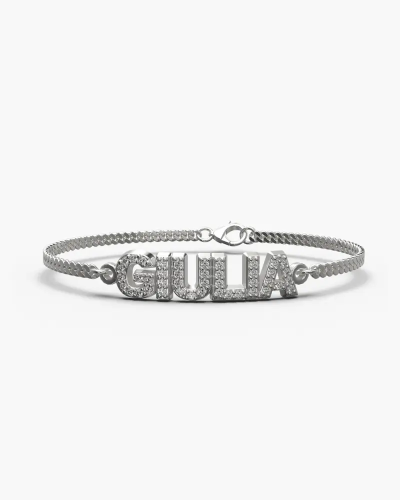 Mynove25 Bracciale Nome Grumetta My Shiny Name Personalizzabile Lucido