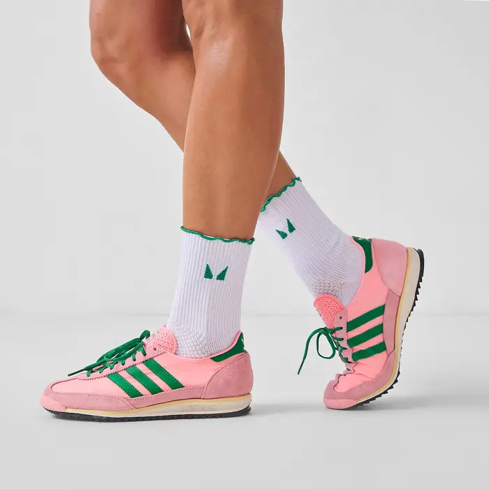 MyProtein Calze crew con volant MP X Tatiana (confezione da 2) - Rosa/verde palma - UK 6-8 Bianco