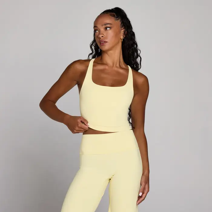 MyProtein Canotta MP donna Tempo con cinghie incrociate - Crema burro - XXL Giallo
